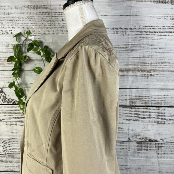 Allen Schwartz ABS Jacket sz Small Gold Sparkle Linen Fringe Boho Wedding Career - Picture 12 of 16